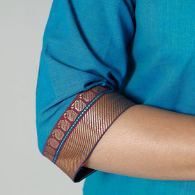 Sky blue dharwad cotton long kurti - handcrafted