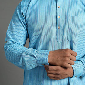 Buy Handloom Cotton Stripe Men Short Kurta Online at iTokri.com