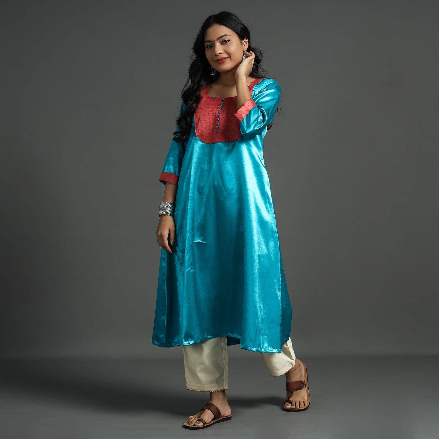 plain slik kurta