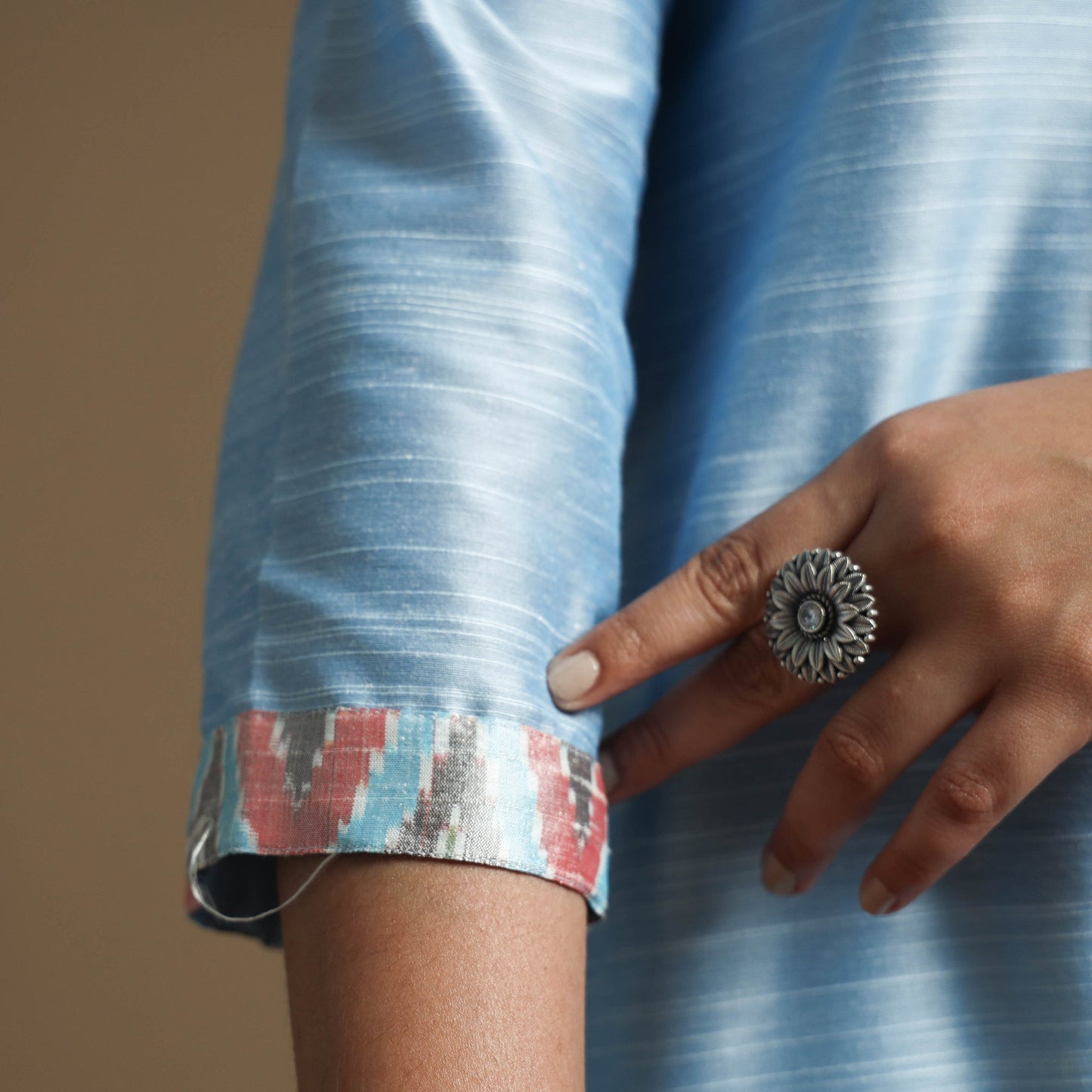  Plain Solid Slub Silk Long Kurta for Women