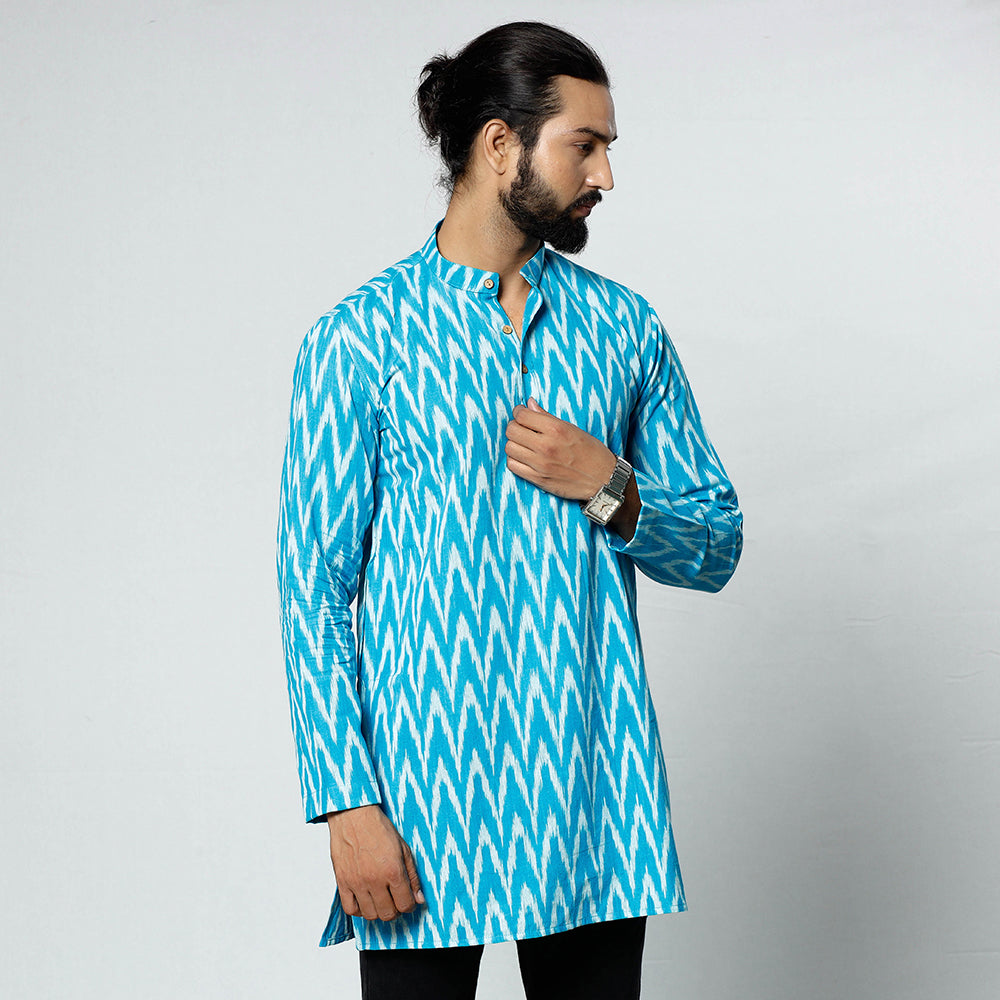 Buy Pochampally Ikat Weave Cotton Men Short Kurta Online at iTokri.com