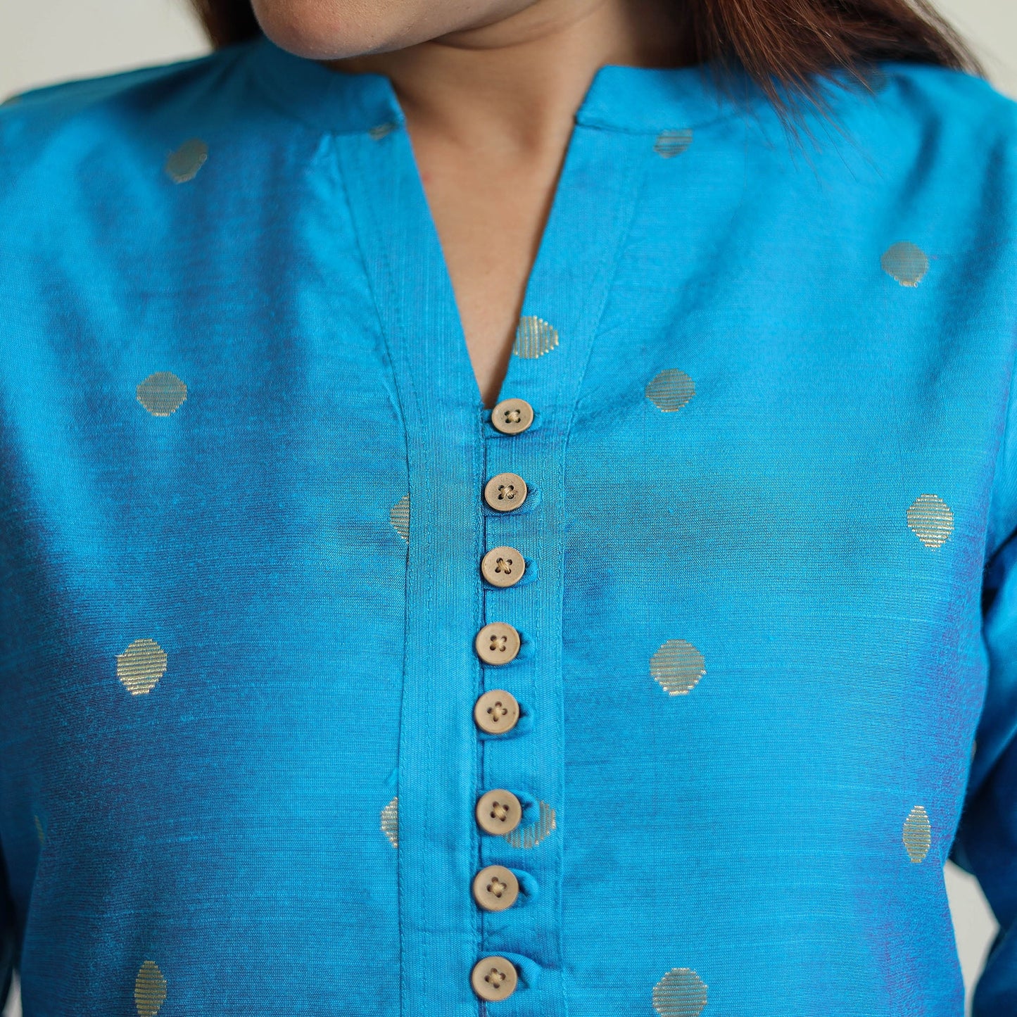 Buy Polka Zari Buti Spun Dupion Silk Long Straight Kurta 27 Online at iTokri.com