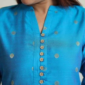 Buy Polka Zari Buti Spun Dupion Silk Long Straight Kurta 27 Online at iTokri.com