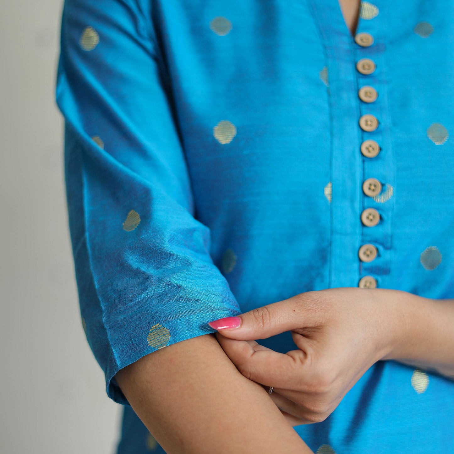 Buy Polka Zari Buti Spun Dupion Silk Long Straight Kurta 27 Online at iTokri.com