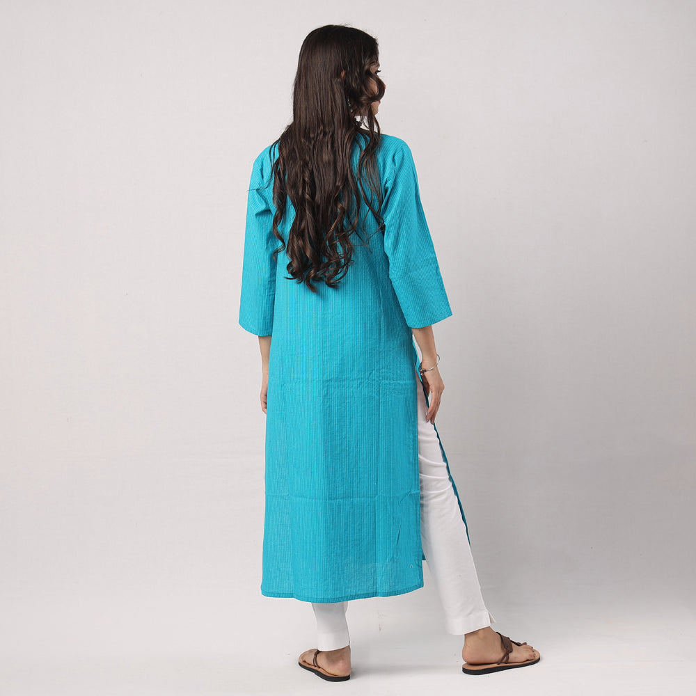  iTokri Casuals - Running Stitch Pure Cotton Long Kurta Online at iTokri.com