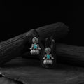 Sky blue - saanjh bela bird oxidised earrings - handcrafted