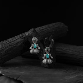 Sky blue - saanjh bela bird oxidised earrings - handcrafted