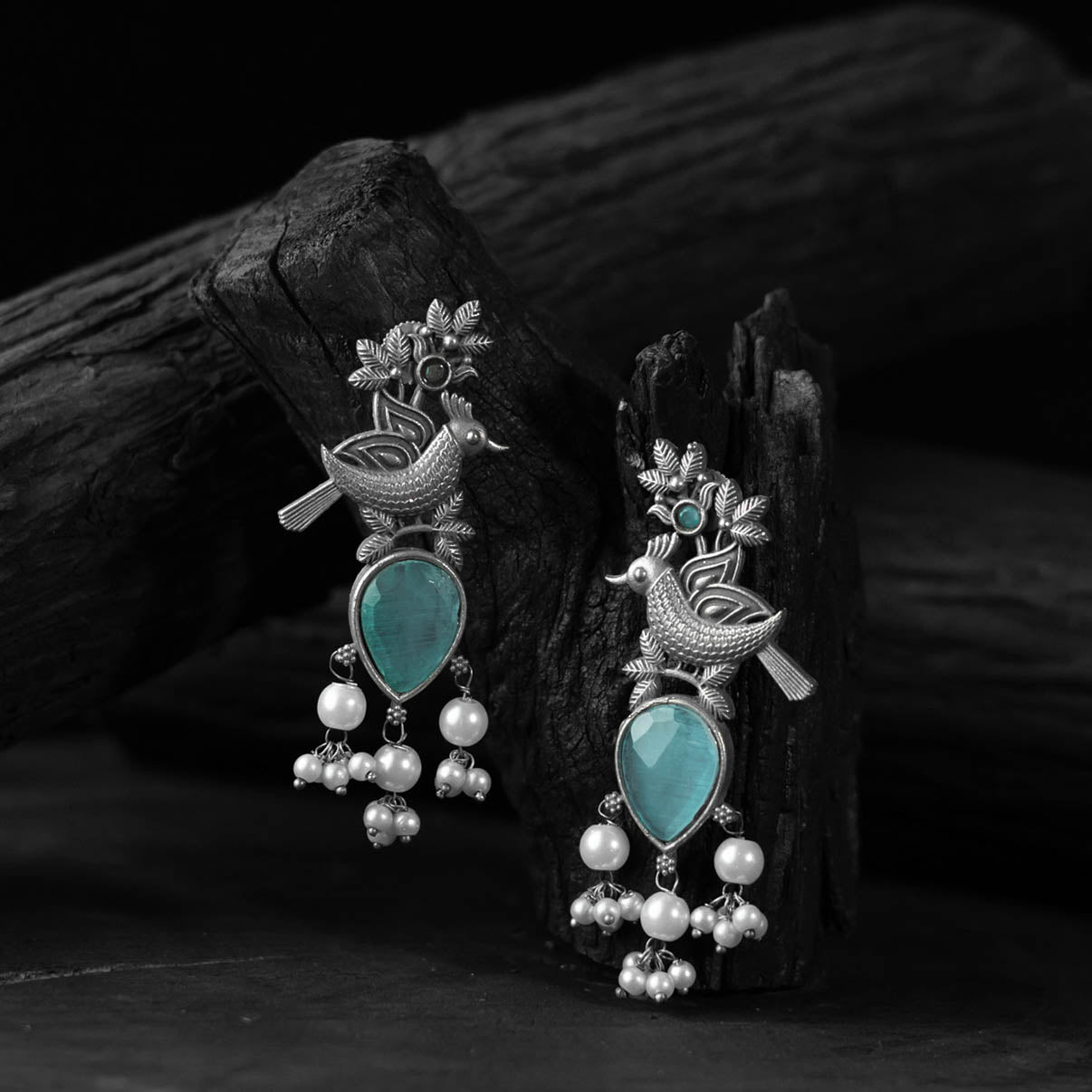 Sky blue - saanjh bela cuckoo oxidised earrings