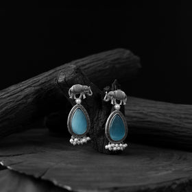 Sky blue - saanjh bela elephant oxidised earrings