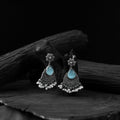 Sky blue - saanjh bela flower oxidised earrings