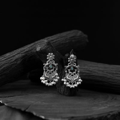 Sky blue - saanjh bela lion motifs oxidised earrings