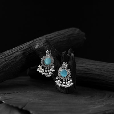 Sky blue - saanjh bela mayura oxidised earrings