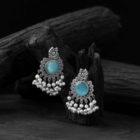 Sky blue - saanjh bela mayura oxidised earrings