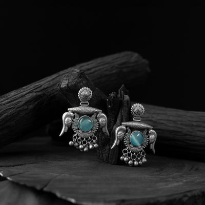 Sky blue - saanjh bela parrot & bloom oxidised earrings