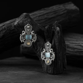 Sky blue - saanjh bela peacock oxidised earrings