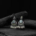 Sky blue - saanjh bela swan oxidised earrings - handcrafted