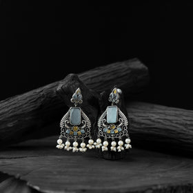 Sky blue - saanjh bela swan oxidised earrings - handcrafted
