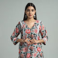 Sky blue - sanganeri block printed cotton straight kurta