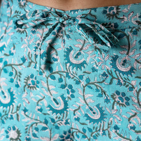 Buy Sky Blue Sanganeri Block Printing Cotton Pant Online
