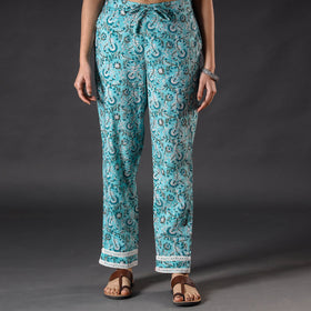 Buy Sky Blue Sanganeri Block Printing Cotton Pant Online