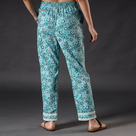 Buy Sky Blue Sanganeri Block Printing Cotton Pant Online