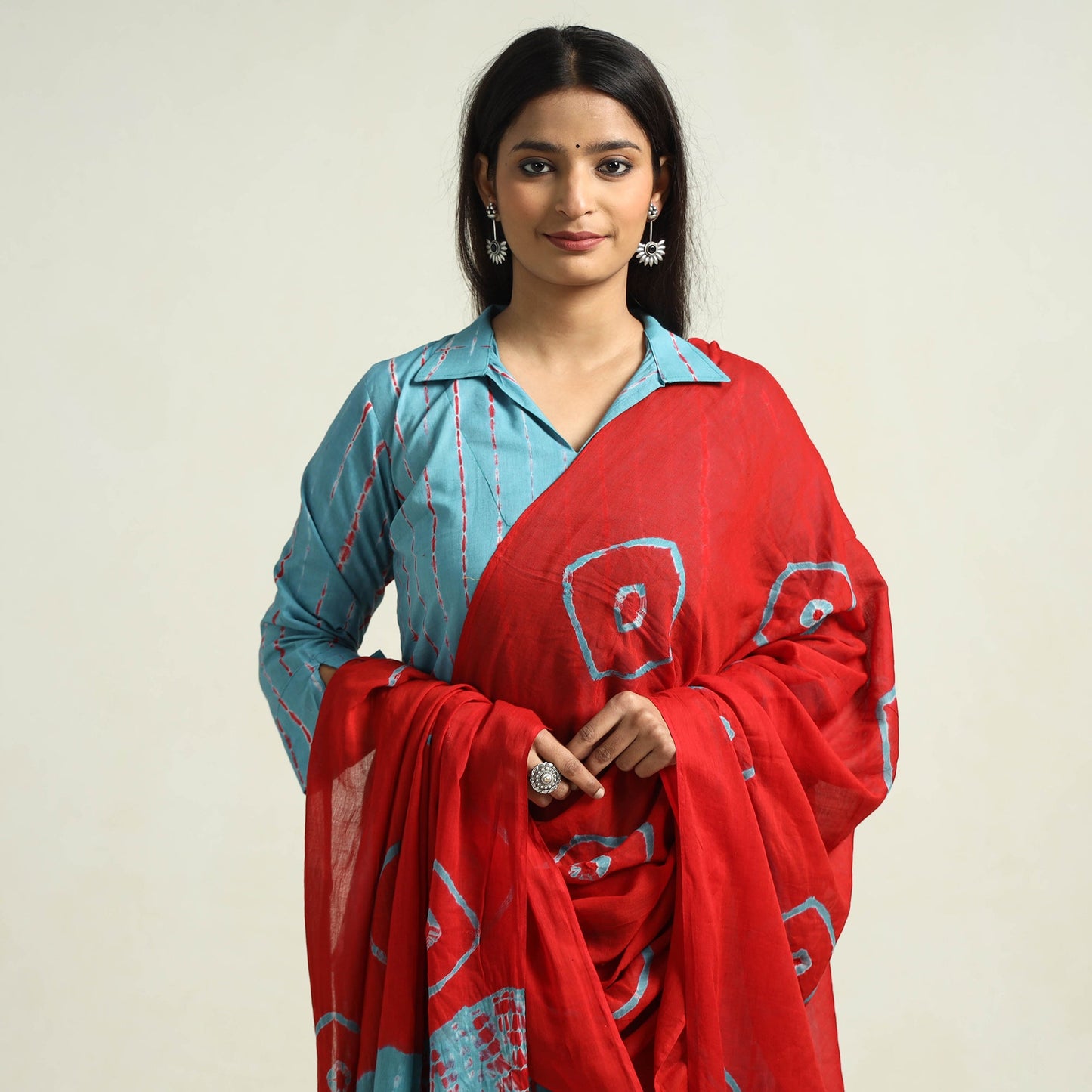 Shibori Kurta with Palazzo & Dupatta Set
