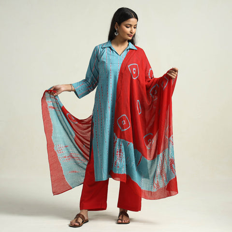 Shibori Kurta with Palazzo & Dupatta Set
