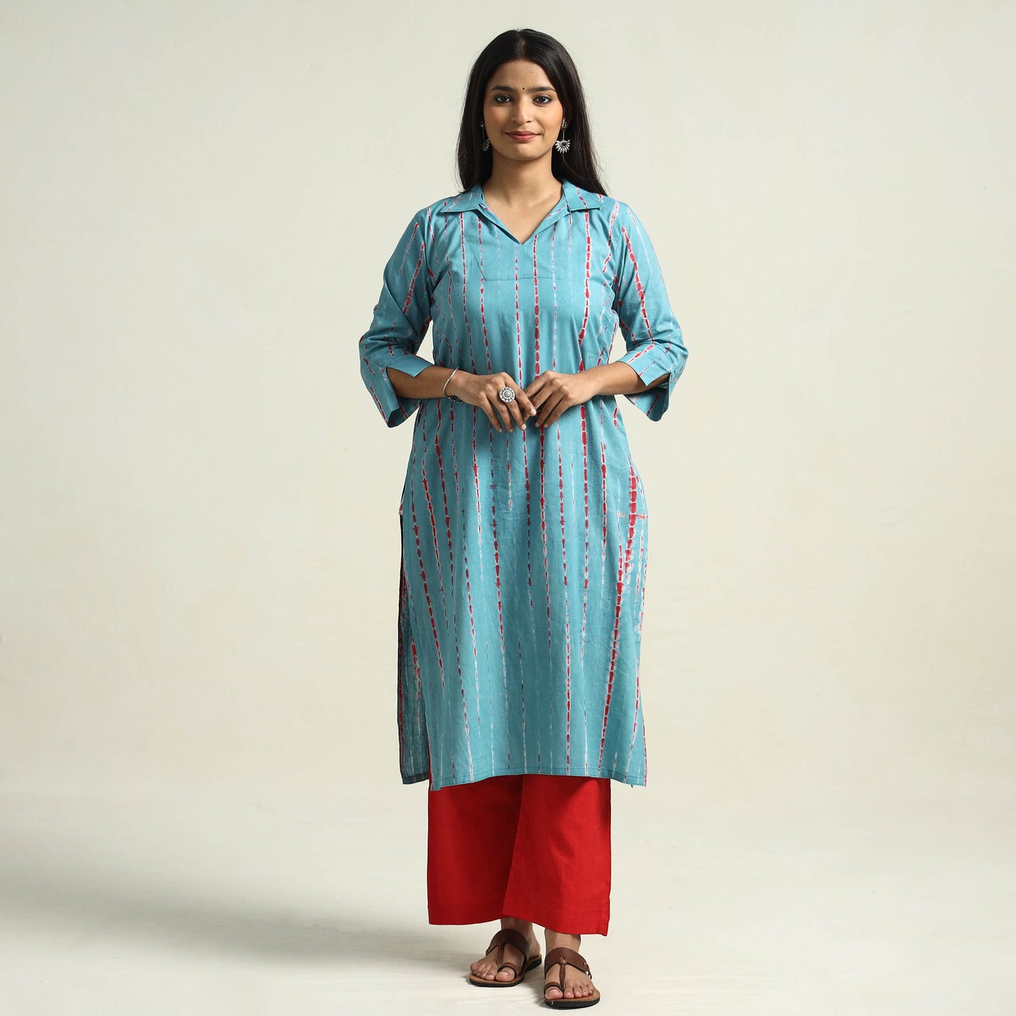 Shibori Kurta with Palazzo & Dupatta Set
