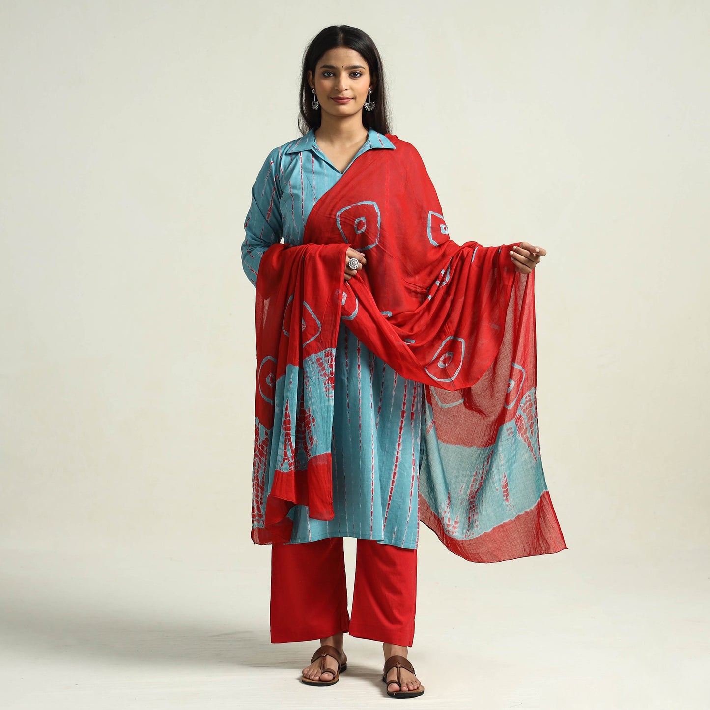 Shibori Kurta with Palazzo & Dupatta Set
