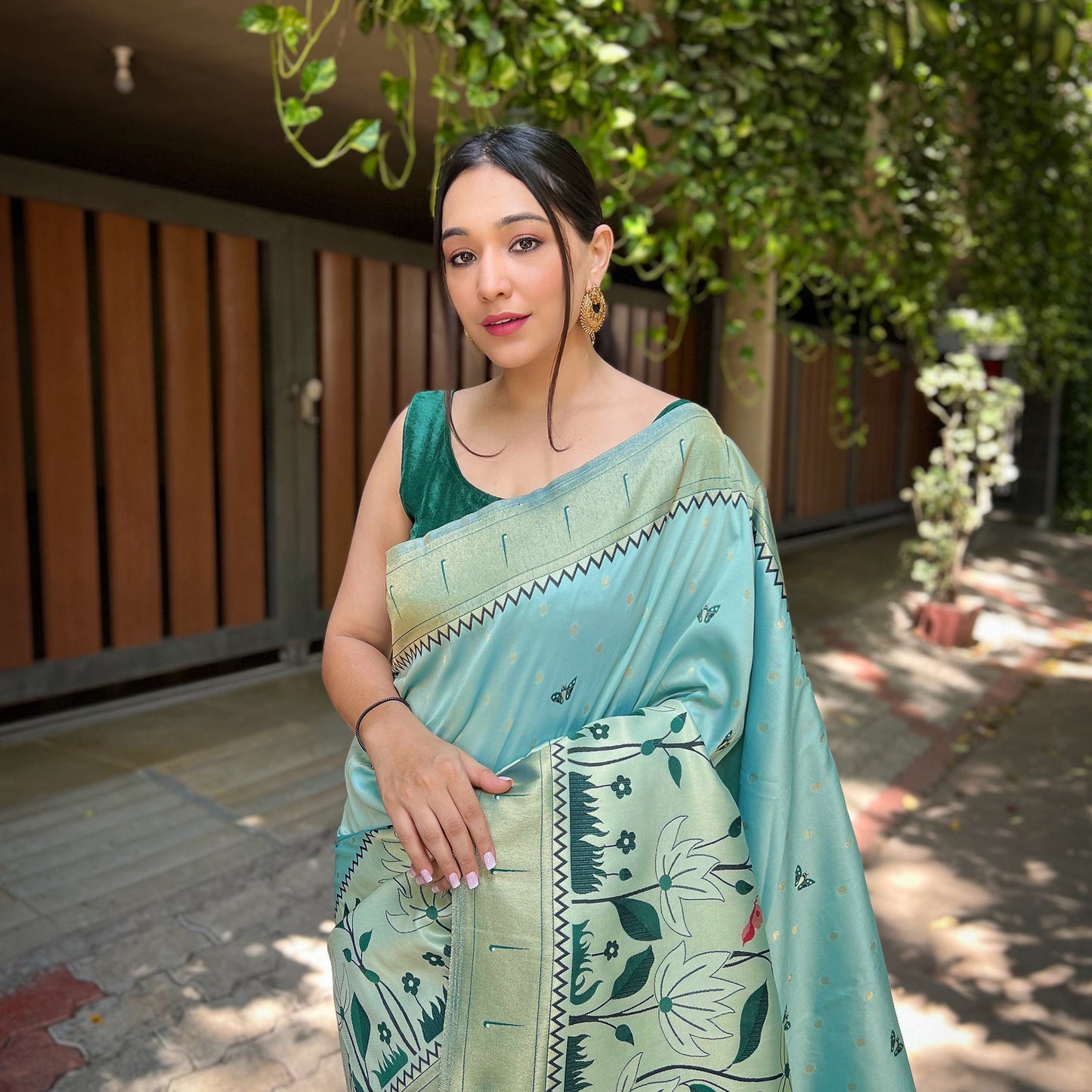 Green - Titli Sky Banarasi Silk Handwork Saree