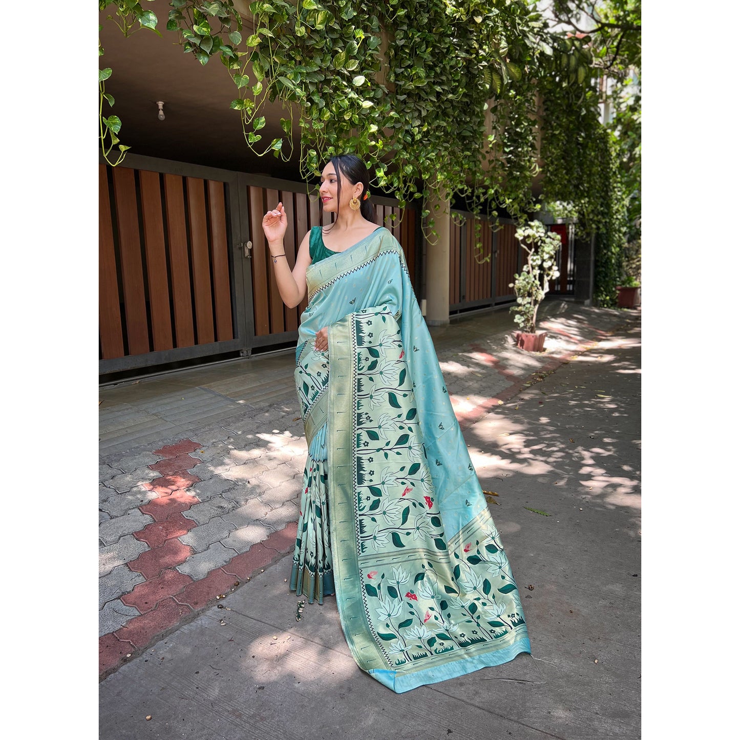 Green - Titli Sky Banarasi Silk Handwork Saree