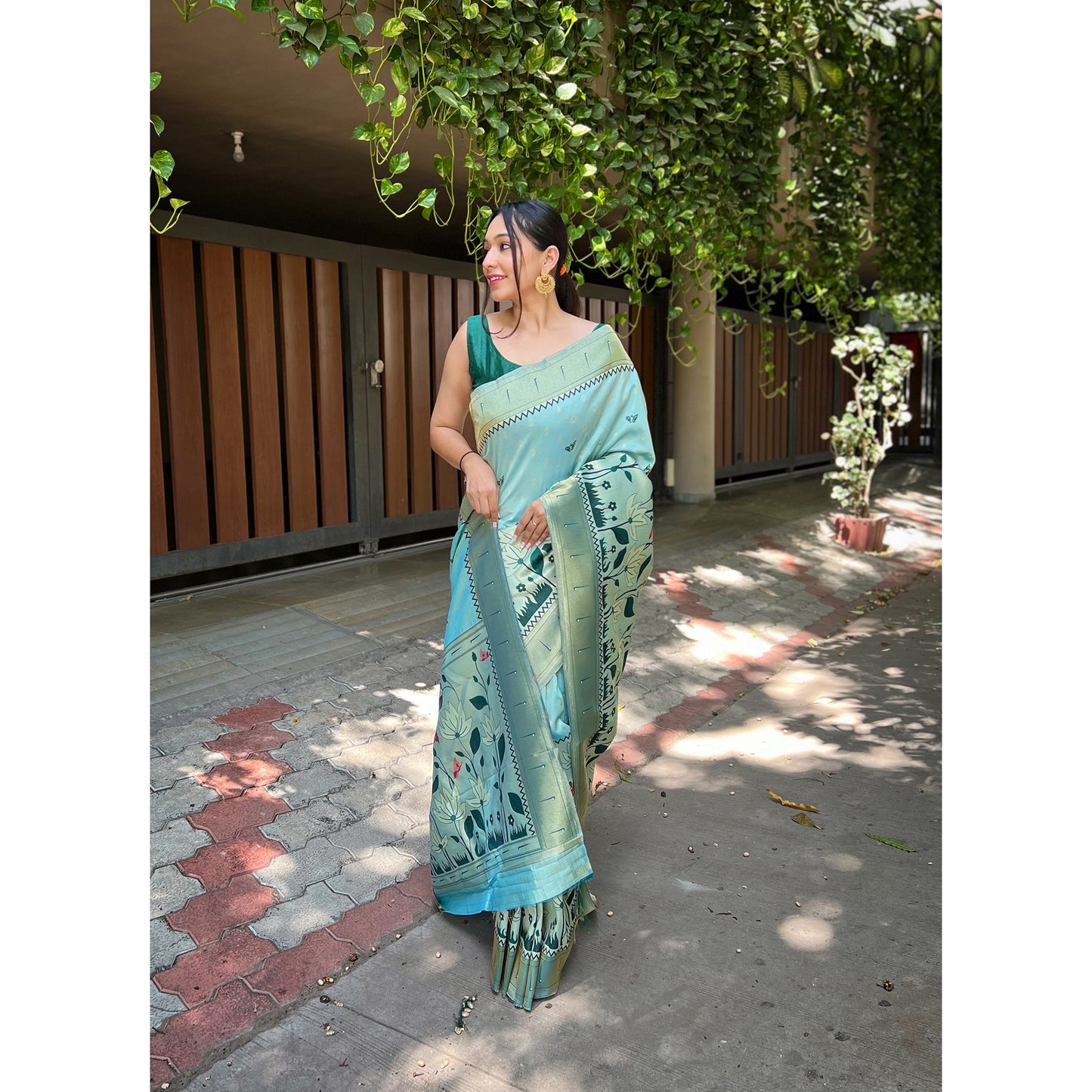 Green - Titli Sky Banarasi Silk Handwork Saree