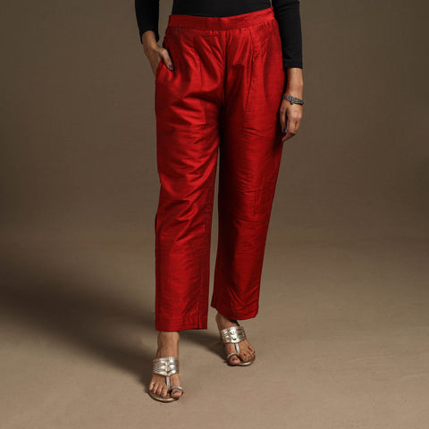 Slub silk elasticated plain pant 03 - handcrafted