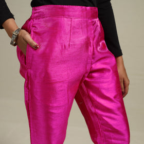 Slub silk elasticated plain pant 45 - s - handcrafted