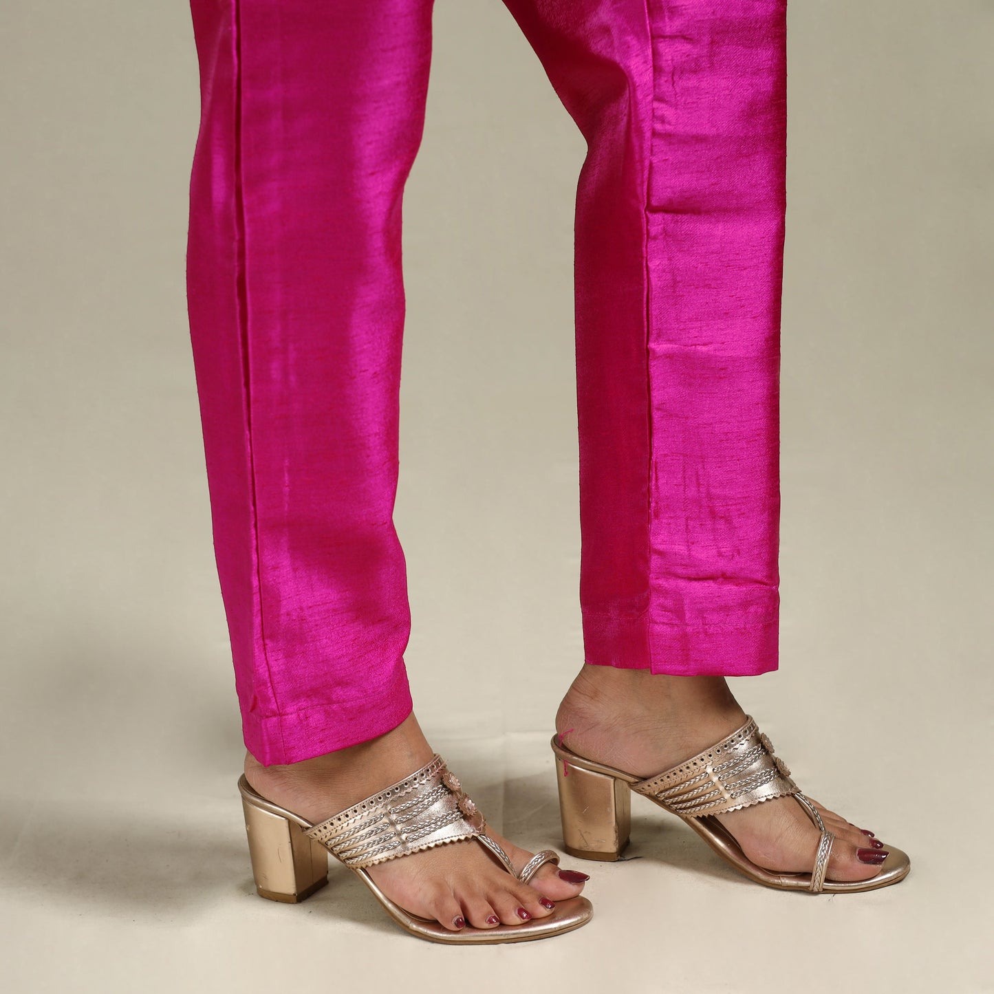 Slub silk elasticated plain pant 45 - s - handcrafted