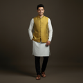 Slub silk men plain nehru jacket 11 - handcrafted