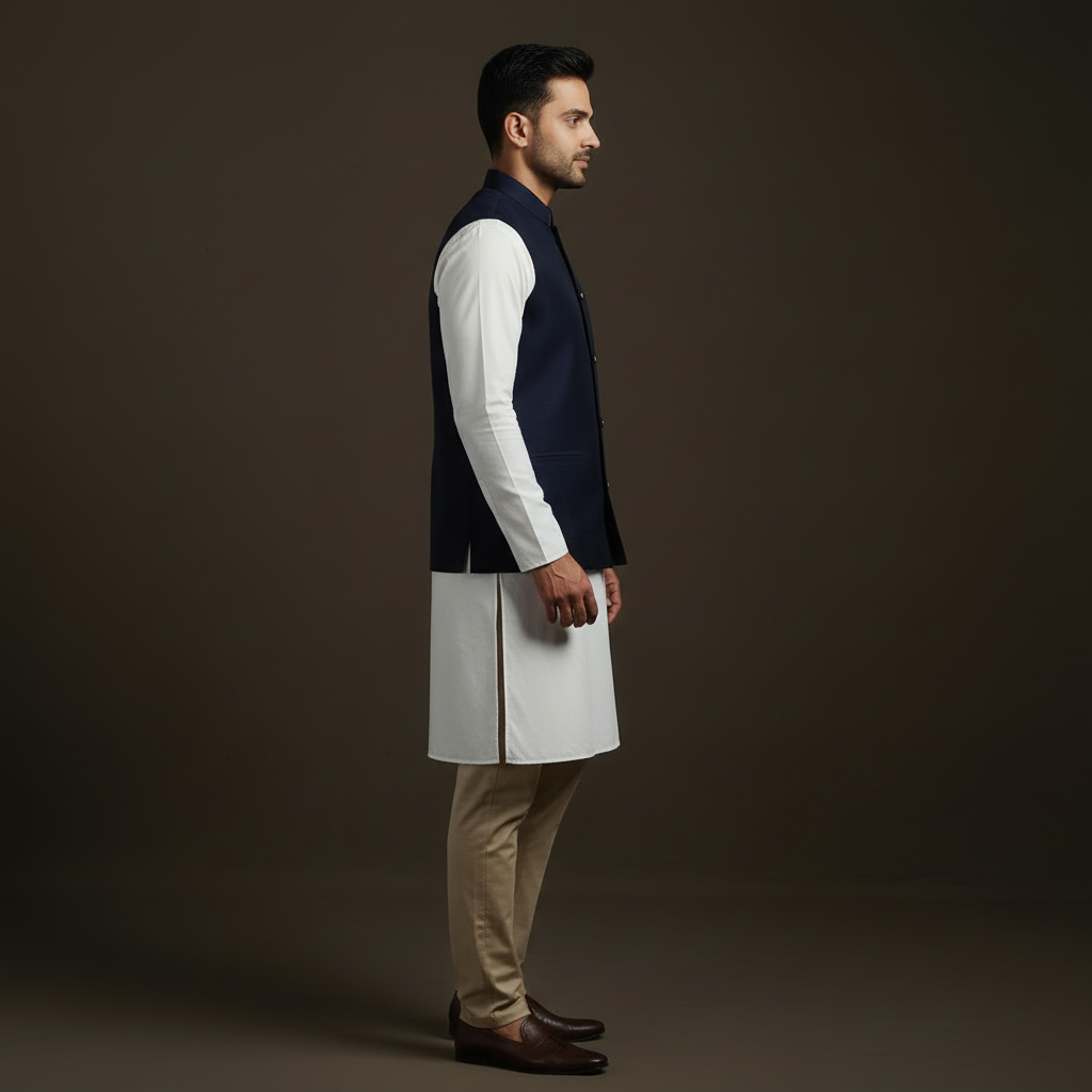 Slub silk men plain nehru jacket 15 - handcrafted