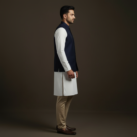 Slub silk men plain nehru jacket 15 - handcrafted
