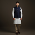 Slub silk men plain nehru jacket 15 - handcrafted