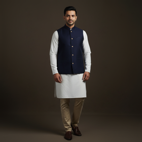 Slub silk men plain nehru jacket 15 - handcrafted