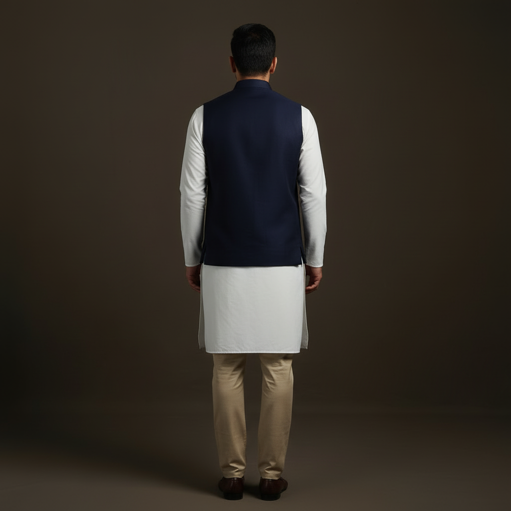 Slub silk men plain nehru jacket 15 - handcrafted