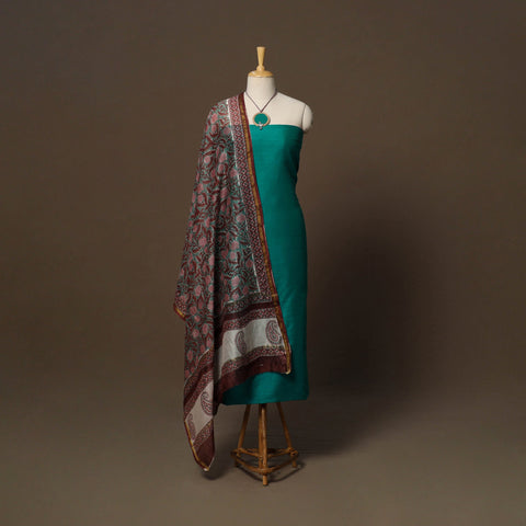 Slub silk plain 2pc unstitched dress material