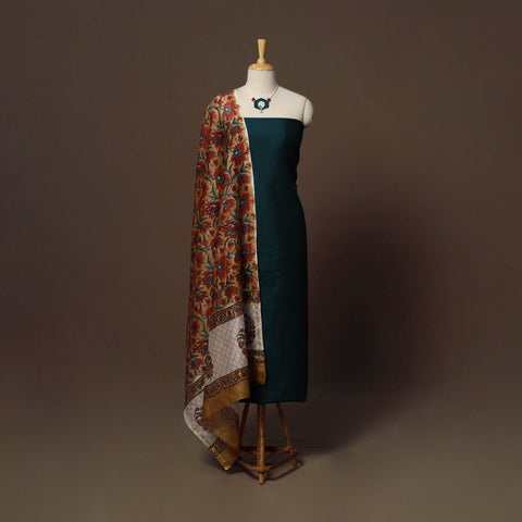 Slub silk plain 2pc unstitched dress material