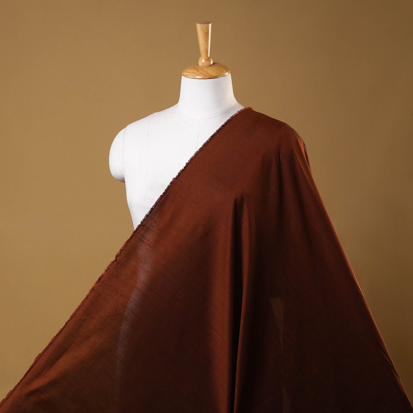 Brown Slub Silk Plain Fabric 