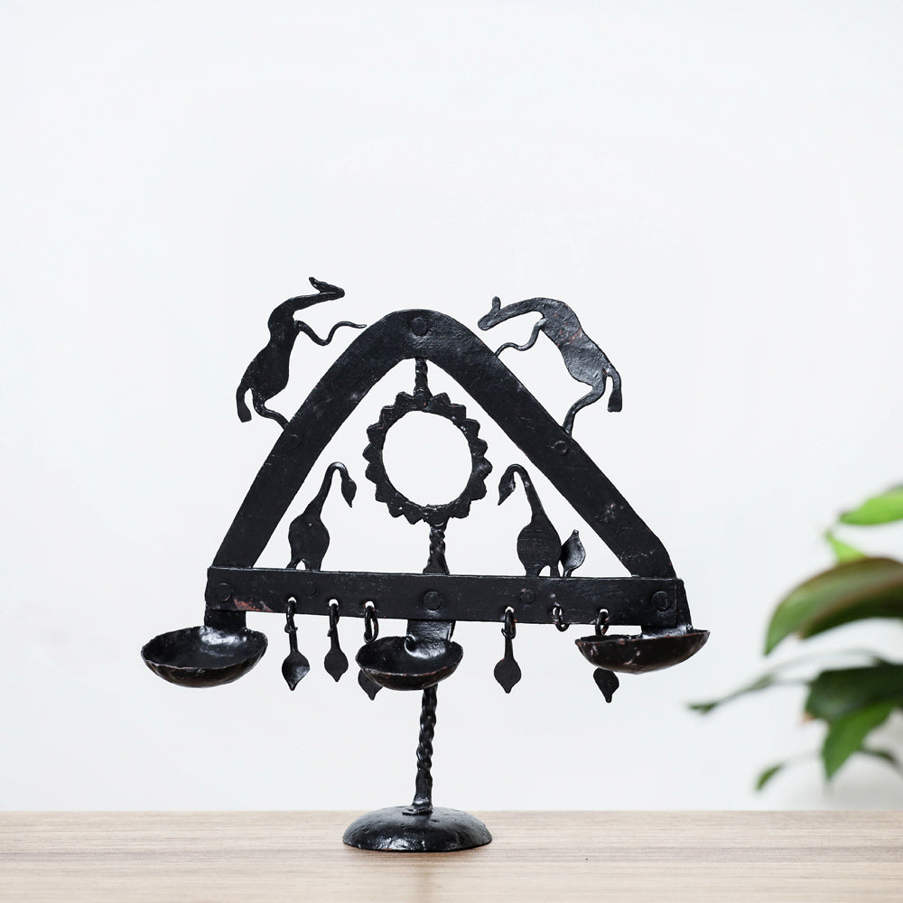 Deer - Bastar Tribal Wrought Iron Diya / Candle Stand Online in India 