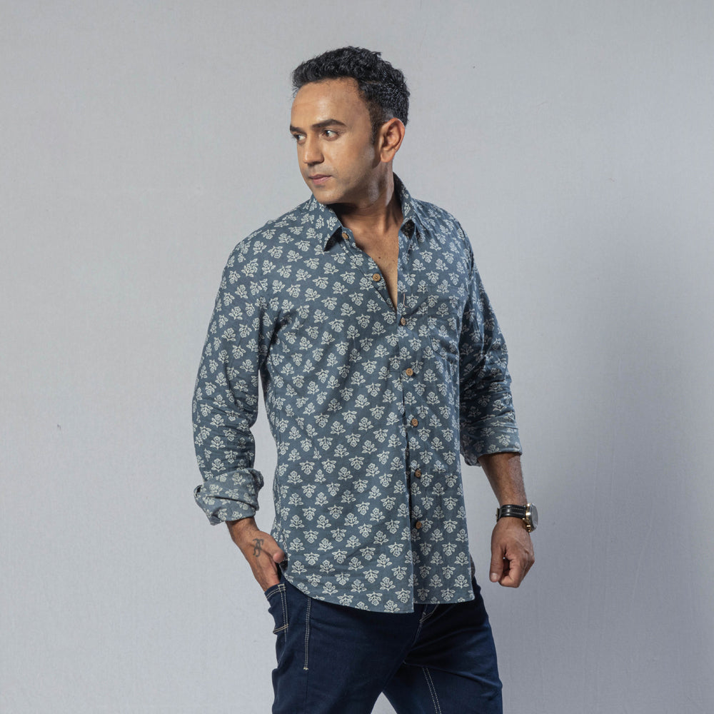 Buy Sanganeri Print Cotton Men Full Sleeve Shirt Online at iTokri.com