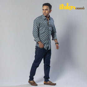 Buy Sanganeri Print Cotton Men Full Sleeve Shirt Online at iTokri.com