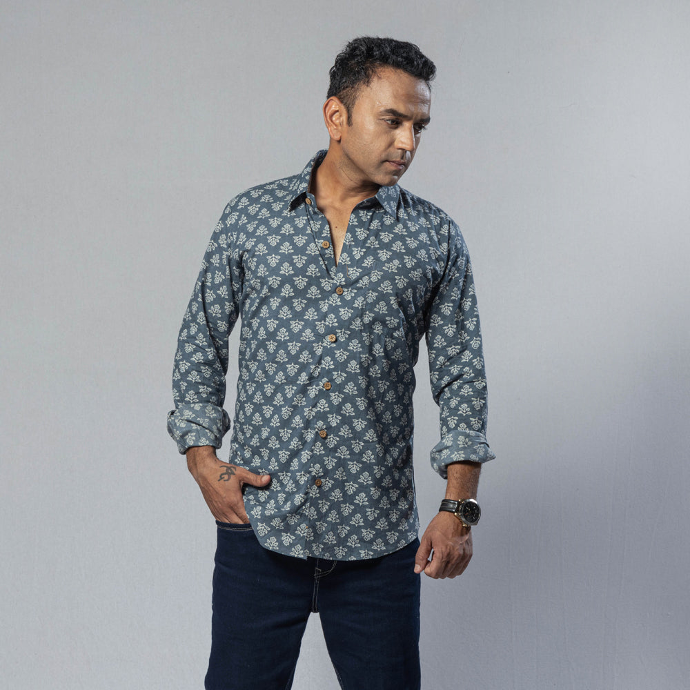 Buy Sanganeri Print Cotton Men Full Sleeve Shirt Online at iTokri.com