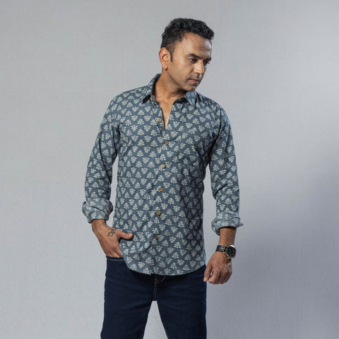 Buy Sanganeri Print Cotton Men Full Sleeve Shirt Online at iTokri.com