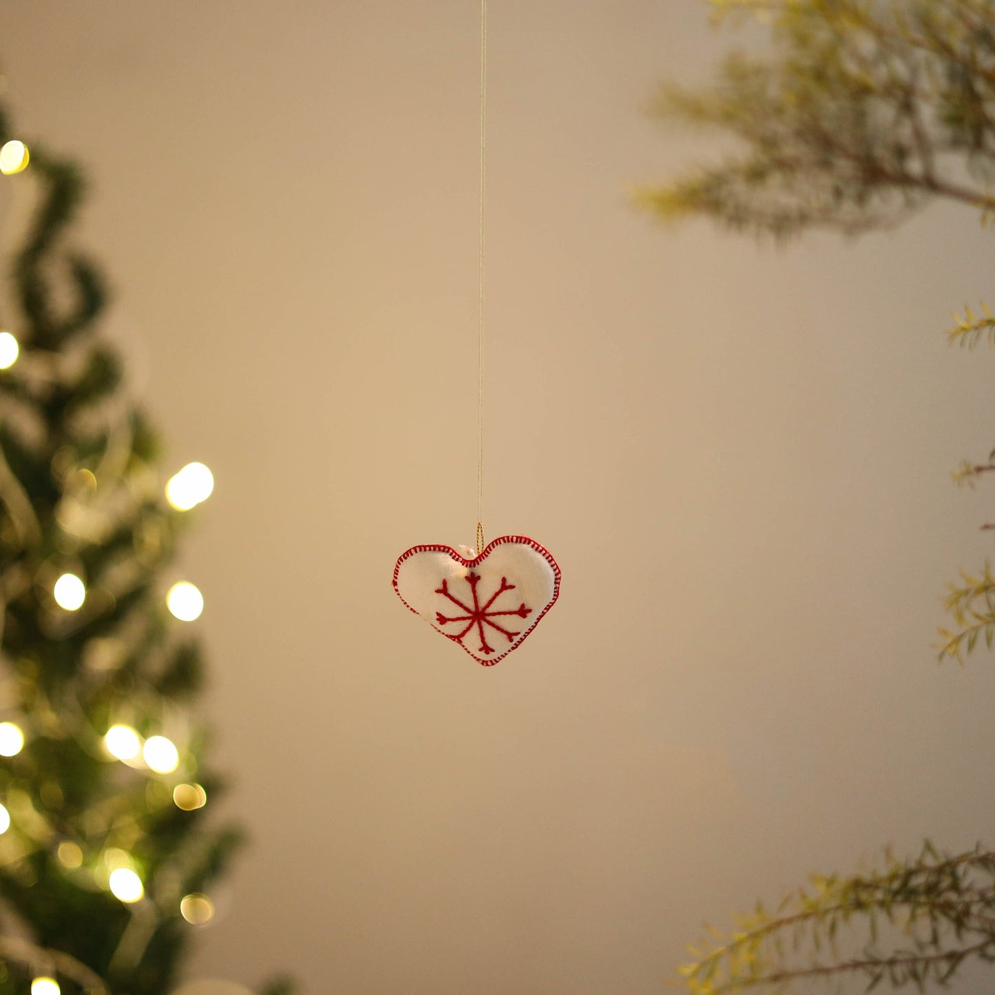 Shop Snow Heart - Handmade Threadwork Stuffed Christmas Ornament